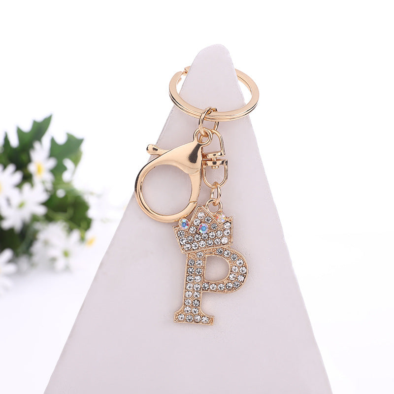 Wholesale Zinc Alloy Alphabet Rhinestone Keychain